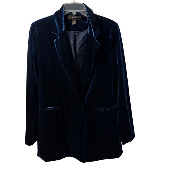 Forever 21 Womens Velvet Blazer size Small front button long sleeves jacket - Picture 6 of 12